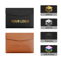 Bolsa para documentos de cuero PU con logotipo personalizado, bolsa para documentos de reunión, organizador minimalista, soporte para contrato, carpeta de archivos A4 impermeable