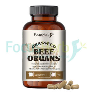 Cápsulas FocusHerb de Órganos de Res Alimentado con Pasto 5 en 1 (Hígado, Corazón, Riñón, Páncreas, Linfático) para Apoyo Inmunológico - Product Image 1