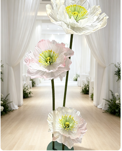 Decorazione da Terra Gigante a Forma di Papavero in Organza Sfumata <span class=keywords><strong>Rosa</strong></span> <span class=keywords><strong>e</strong></span> Bianca - Product Image 4