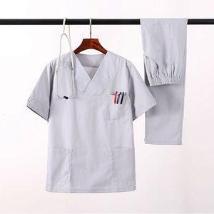 Cuidado DE LA SALUD Stretch Soft Stretch Pocket Scrub Elástico Cordón Antiarrugas Hospital Personal Enfermeras Doctor Scrub uniforme médico - Product Image 4