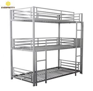 Lit superposé triple en métal robuste et moderne pour dortoir scolaire, idéal pour petit appartement ou auberge de jeunesse - Product Image 2