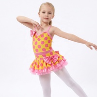Vestido de Baile Jazz con Estampado de Lunares MiDee para Niñas, con Camisola, Detalles de Lazos y Falda Tutú para Actuaciones en Escenario