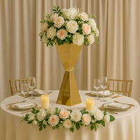 Support de fleurs en gros pour tables de mariage, événements, en acier inoxydable doré, décoration de table de mariage, centres de table pour la mise en scène