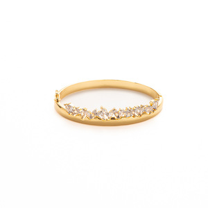 Bracelet en zircon à motif floral et feuilles, doré, pour femme, bijoux de fête, en alliage de zinc, insert sans fin SZ12.23 6 - Product Image 5