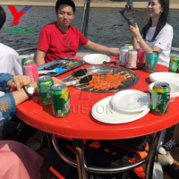 Bateau électrique commercial à 10 places pour barbecue, idéal pour la location en station balnéaire |   Matériau LDPE résistant aux UV |   Activité de loisirs aquatiques à fort retour sur investissement