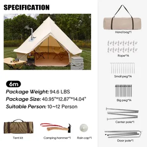 ShineMaster 6M 8M 10M 12M famille extérieur Glamping coton <span class=keywords><strong>yourte</strong></span> tipi tente <span class=keywords><strong>4</strong></span> <span class=keywords><strong>saisons</strong></span> touristique toile cloche tente à <span class=keywords><strong>vendre</strong></span> - Product Image 3