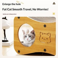 Lit-griffoir multifonctionnel pour chat en structure en bois, durable, en carton ondulé, avec grottes et balles, idéal pour les foyers multi-chats