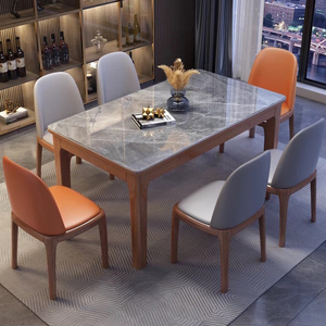 Bắc Âu Sang Trọng Hiện Đại Hình Chữ Nhật Bằng Đá Cẩm Thạch Rắn Gỗ Bàn Ăn Ghế Bộ 4 6 Chỗ Ngồi Nhà Bếp Bảng Đồ Nội Thất Trang Trại Phong Cách Thiết Kế - Product Image 5