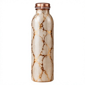 Modern Luxury Cream Marble Pattern Copper <b>Water</b> <b>Bottle</b> with Copper Lid <b>Daily</b> Use Drinkware - Product Image 1