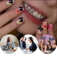 Ongles en acrylique courts en forme d'amande, personnalisés, carrés, effet eau, de luxe 3D, faits à la main, à presser, vente en gros