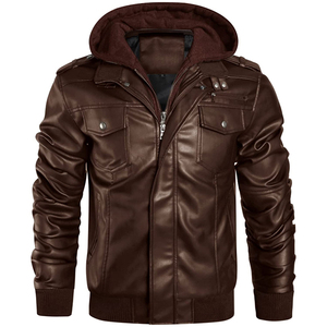 Chaquetas de Cuero para Hombre, Última Tendencia, Cuello Alto de Lona, Logotipo Frontal, Color Personalizado, Invierno, Transpirables, Secado Rápido, Servicio OEM - Product Image 1