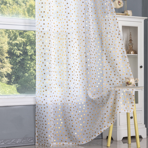Tela de Cortina Transparente Moderna de Lujo con Estampado Jacquard de Puntos Dorados, Poliéster Anti-UV, Filtrado de Luz, Tela de Cortina Personalizada para Decoración del Hogar - Product Image 4