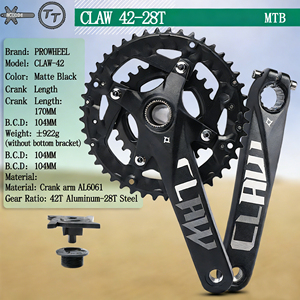 <span class=keywords><strong>Prowheel</strong></span> MTB Hollowtech Crankset 42-28T 44-28T Ensemble de pédaliers à double chaîne avec dérailleur avant - Product Image 5