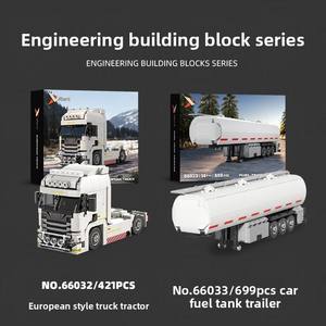 66027-38 European-style Truck Tractor Oil Tanker Engineering Vehicle 40-Piece ABS <b>Plastic</b> Building <b>Block</b> - Product Image 2