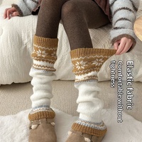 Ensemble de chaussettes en laine pour femme, style nordique rétro, hiver, grises, tricotées, amincissantes, mi-mollet, respirantes, motif géométrique jacquard
