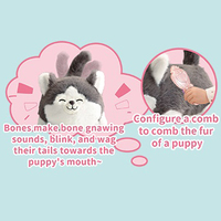 Jouet en peluche intelligent et mignon en forme de chat persan, articulé, tenant une poissonneuse avec une queue qui bouge et des yeux qui clignent
