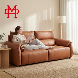 Canapé d'angle moderne en cuir véritable à trois places, en acier inoxydable rétractable, design personnalisé OEM ODM pour hôtel et villa - Product Image 1