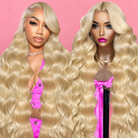 Perruque Lace Frontale 13x6 Blonde 613 Ondulée, Cheveux Humains, Densité 250%, Dentelle HD Invisible, Sans Colle, Cheveux Vierges, Ligne de Cheveux Naturelle
