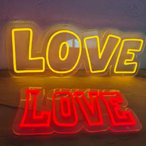 Manufacturer Custom Led Neon Sign Love Letter 3D Led Light Restaurant Love Art Word Sign Led Neon Lights For Party