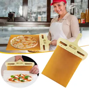 2024新的魔术披萨刮刀桨，转移披萨完美不粘木制滑动披萨皮，带烤箱手柄