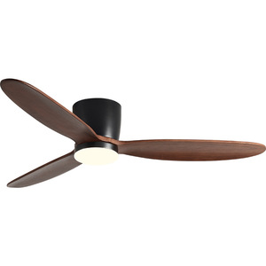 Solid Wood Ceiling Fan Light With Led Integrated Flush Mount For Living Room Bedroom - Product Image 2