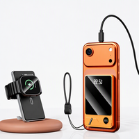 Batterie externe sans fil magnétique 3-en-1 ultra-fine en alliage d'aluminium 5000/10000 mAh à charge rapide avec support et écran LED pour téléphone et montre