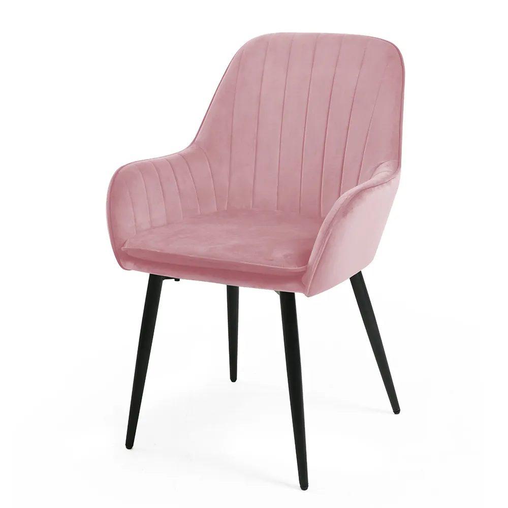 Silla de comedor de lujo de estilo nórdico, mueble moderno tapizado de Metal con diseño personalizado, color rosa
