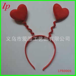 Valentine'S Day Heart Shaped <b>Headband</b> Red Fabric Party Hair Accessory LPB0069 - Product Image 1