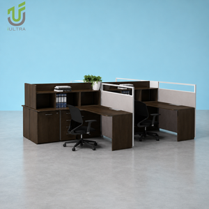 Poste de travail de <span class=keywords><strong>bureau</strong></span> en forme de L moderne avec armoire de rangement intégrée - Product Image 2