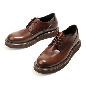 Men's Casual Leather <b>Shoes</b> Round Toe Thick Soled Platform <b>Height</b> <b>Increasing</b> Black Dark Brown Size 38 39 40 41 42 43 44 - Product Image 5