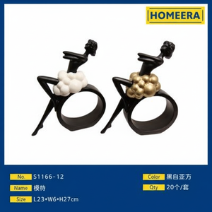 Decorazione figurina in resina in bianco e nero L23xW5xH27cm modello buddista religioso statua per regali aziendali stile cartone animato di natale - Product Image 1