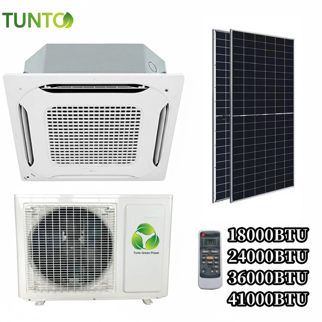 High Ambient 52C Solar ACDC 4 Way Ceiling Cassette Air Conditioner 3HP 5HP 8HP for Desert Climate
