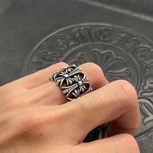 Wholesale <b>Cross</b> Vintage Punk Hip Hop Retro Style Zircon Rhinestone Eternity Band <b>Ring</b> Gothic Unisex Wedding 925 <b>Silver</b> Chrome - Product Image 5