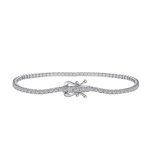 Dylam Luxurious Women Fine Jewelry S925 <b>Silver</b> Rhodium Plated 2mm Iced Out Diamond 5A Zirconia Tennis <b>Bracelet</b> <b>Bangle</b> - Product Image 1