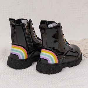 Botas de combate con cordones para niños, botines de invierno con cremallera lateral para niños y niñas - Product Image 3