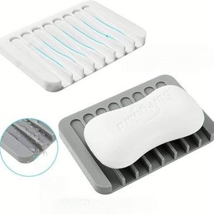 Self Draining Silicone Soap Mat, Flexible Anti-slip Soap Saver <b>Tray</b> for <b>Shower</b>, Bathroom Countertop & Kitchen Sink - Product Image 2