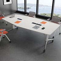 Table de conférence moderne en bois massif pour salle de réunion, usage commercial, mobilier de bureau multifonctionnel, caractéristiques réglables