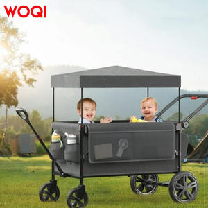 Poussette bébé Woqi avec capote, 2 places, pliable, cadre en alliage d'aluminium, gris, 115x68x105 cm - Product Image 2