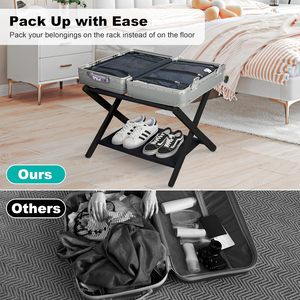 Support de rangement pour bagages en bambou, porte-bagages pliable pour chambre d'amis, armoire, support de valise avec étagère de rangement, meubles de maison - Product Image 6