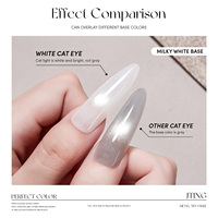 JTING Cat Eye Gel Polish Putih Baru, Basis Transparan, Warna Jernih, Bubuk Magnetik, Cat Eye Gel Polish Bebas Hema/TPO, Cat Kuku