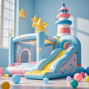 Castillo de salto inflable portátil de primera calidad, casa de rebote, Material de PVC reforzado con Color caramelo para uso en interiores y exteriores - Product Image 4