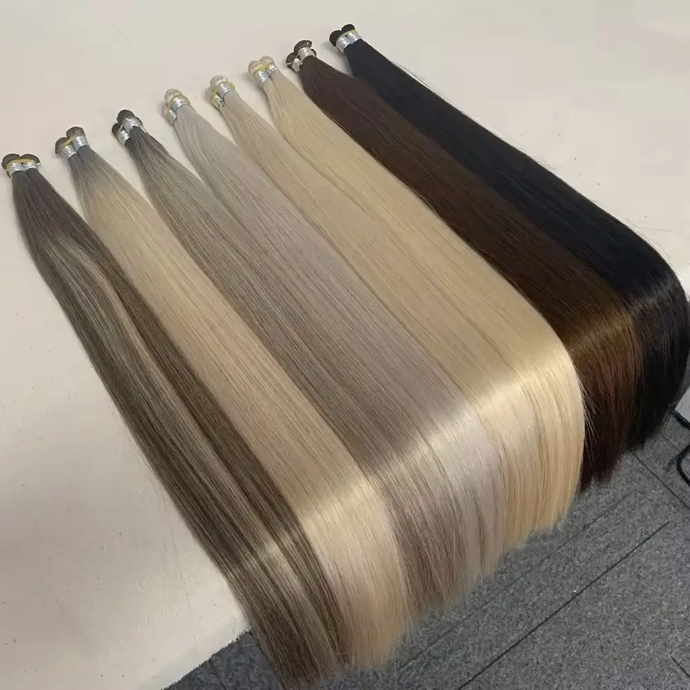 Hairmony Remy Hand Tied Weft Human Hair Extension, Virgin Double Drawn Hand Tied Wefts, Invisible Russian Hair Hand-Tied Wefts