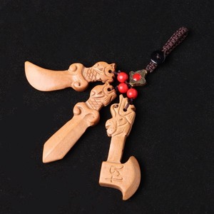 Peach Wood Scholar Pen Tower <b>Keychain</b> Wenchang Pagoda Pendant Portable Home Decor Gift For Colleagues Friends - Product Image 2
