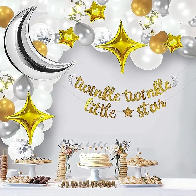 Nicro Baby Shower genere rivelare decorazioni scintillanti luna palloncino a stella piccola set decorazione per festa di compleanno