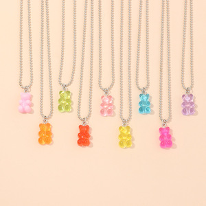 Mode mignon coloré résine gelée ours pendentif <span class=keywords><strong>collier</strong></span> en gros doux boule chaîne gommeux ours en peluche <span class=keywords><strong>collier</strong></span> pour filles enfants - Product Image 5