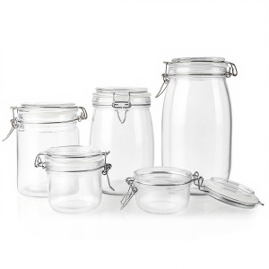RTS 100 pièces / <span class=keywords><strong>Lot</strong></span> 200 ml Pot rond en PET à clip supérieur, portable, neuf, pour emballage alimentaire (algues, boue, bonbons) - Product Image 2