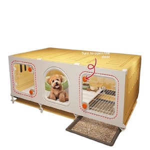 Jaula para Perros Pequeños de Interior con Inodoro Integrado, Villa para Cachorros 3 en 1, Caseta de Plástico para Mascotas con Dormitorio y Zona de Baño para Uso Doméstico - Product Image 3