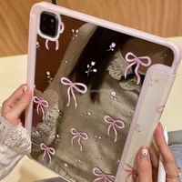 Étui miroir rose pour iPad A16 11th 2025 Pro 11 pouces M4 2024 Air11 M3 M2 iPad Air5 4 10.9 10th Tablet Cover avec porte-crayon