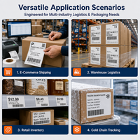 Rouleaux d'étiquettes thermiques directes en gros, taille personnalisée, autocollants pour la logistique et la vente au détail