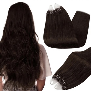 Extensions de cheveux Remy Microlink Kinky Micro Loop 16 pouces 50g Brun foncé Micro perles invisibles - Product Image 1